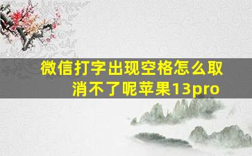 微信打字出现空格怎么取消不了呢苹果13pro