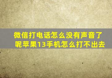 微信打电话怎么没有声音了呢苹果13手机怎么打不出去