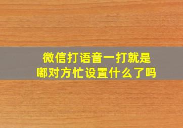 微信打语音一打就是嘟对方忙设置什么了吗