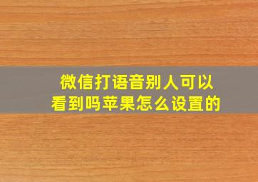 微信打语音别人可以看到吗苹果怎么设置的