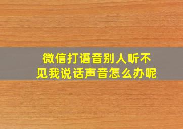 微信打语音别人听不见我说话声音怎么办呢