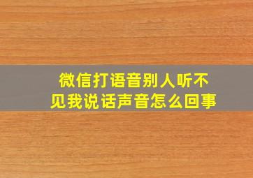 微信打语音别人听不见我说话声音怎么回事