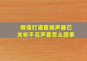 微信打语音扬声器已关听不见声音怎么回事