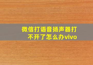 微信打语音扬声器打不开了怎么办vivo