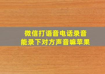 微信打语音电话录音能录下对方声音嘛苹果