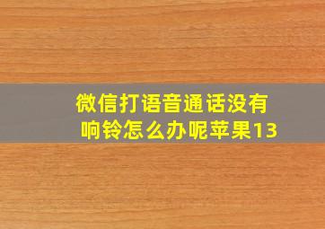 微信打语音通话没有响铃怎么办呢苹果13