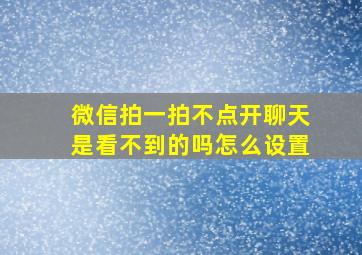 微信拍一拍不点开聊天是看不到的吗怎么设置