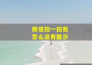 微信拍一拍我怎么没有提示