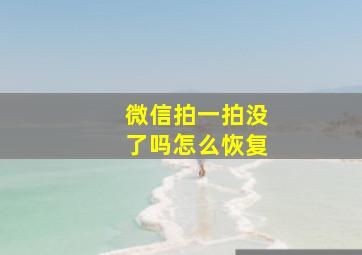 微信拍一拍没了吗怎么恢复