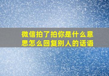 微信拍了拍你是什么意思怎么回复别人的话语