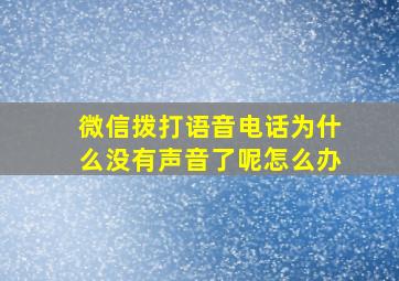 微信拨打语音电话为什么没有声音了呢怎么办