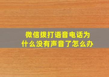 微信拨打语音电话为什么没有声音了怎么办