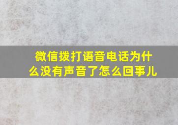 微信拨打语音电话为什么没有声音了怎么回事儿