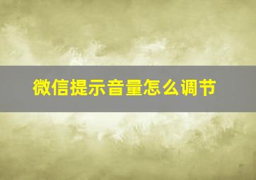 微信提示音量怎么调节