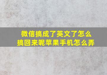 微信搞成了英文了怎么搞回来呢苹果手机怎么弄