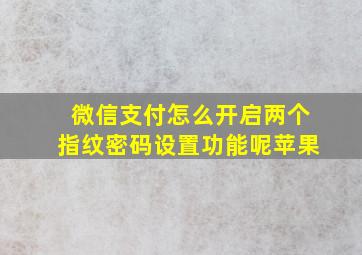 微信支付怎么开启两个指纹密码设置功能呢苹果