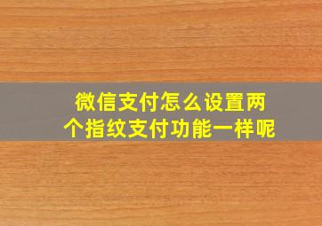 微信支付怎么设置两个指纹支付功能一样呢