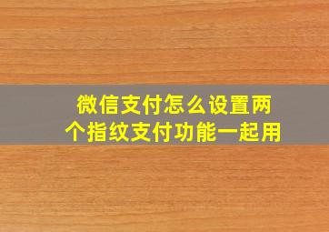 微信支付怎么设置两个指纹支付功能一起用