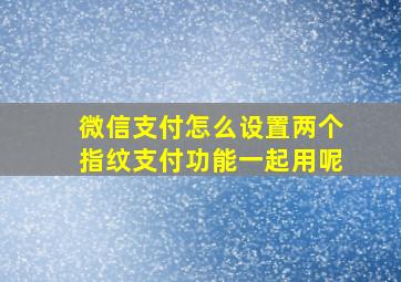 微信支付怎么设置两个指纹支付功能一起用呢