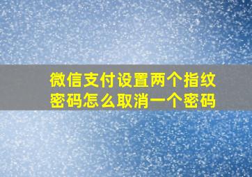 微信支付设置两个指纹密码怎么取消一个密码