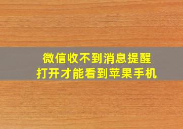 微信收不到消息提醒打开才能看到苹果手机