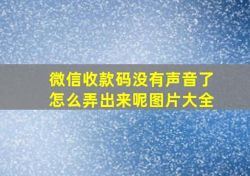 微信收款码没有声音了怎么弄出来呢图片大全