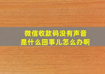 微信收款码没有声音是什么回事儿怎么办啊