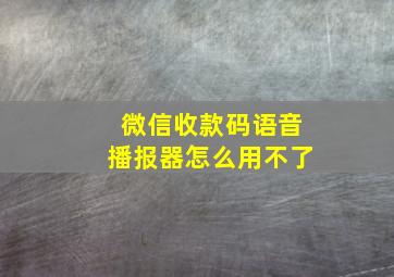 微信收款码语音播报器怎么用不了