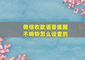 微信收款语音提醒不响铃怎么设置的