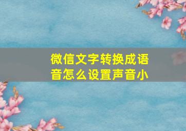 微信文字转换成语音怎么设置声音小