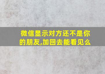 微信显示对方还不是你的朋友,加回去能看见么