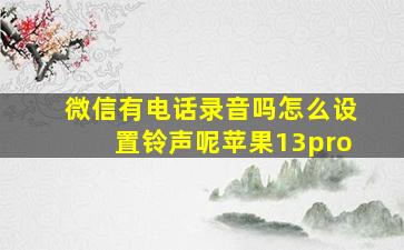 微信有电话录音吗怎么设置铃声呢苹果13pro