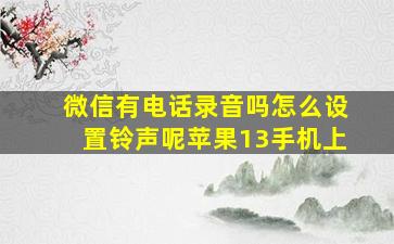 微信有电话录音吗怎么设置铃声呢苹果13手机上