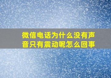 微信电话为什么没有声音只有震动呢怎么回事