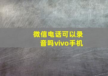 微信电话可以录音吗vivo手机