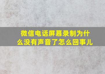 微信电话屏幕录制为什么没有声音了怎么回事儿