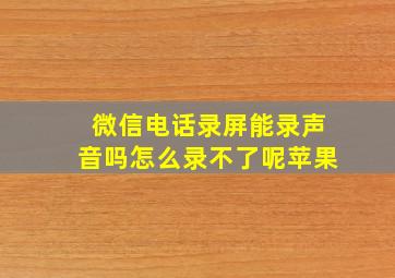 微信电话录屏能录声音吗怎么录不了呢苹果