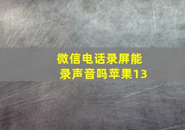 微信电话录屏能录声音吗苹果13