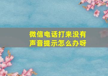 微信电话打来没有声音提示怎么办呀