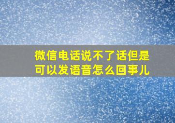 微信电话说不了话但是可以发语音怎么回事儿