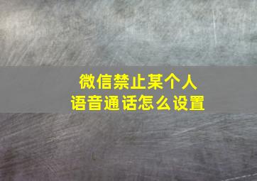 微信禁止某个人语音通话怎么设置