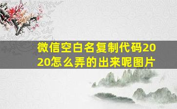 微信空白名复制代码2020怎么弄的出来呢图片