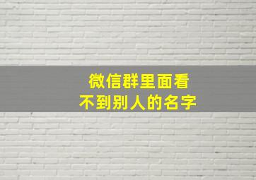 微信群里面看不到别人的名字