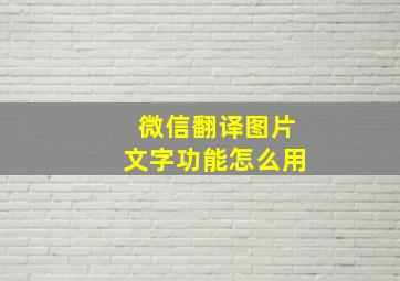 微信翻译图片文字功能怎么用