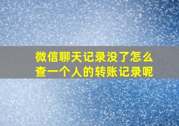 微信聊天记录没了怎么查一个人的转账记录呢