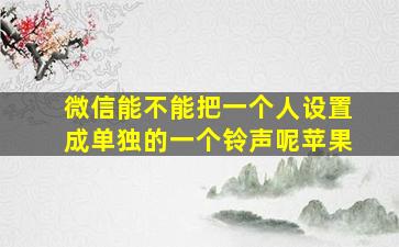 微信能不能把一个人设置成单独的一个铃声呢苹果