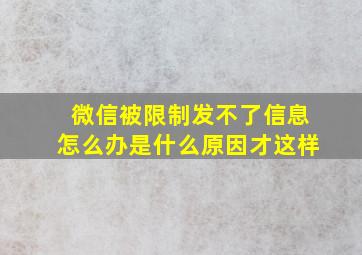 微信被限制发不了信息怎么办是什么原因才这样