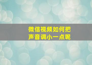 微信视频如何把声音调小一点呢