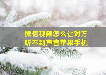 微信视频怎么让对方听不到声音苹果手机