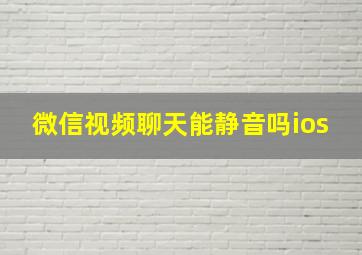 微信视频聊天能静音吗ios